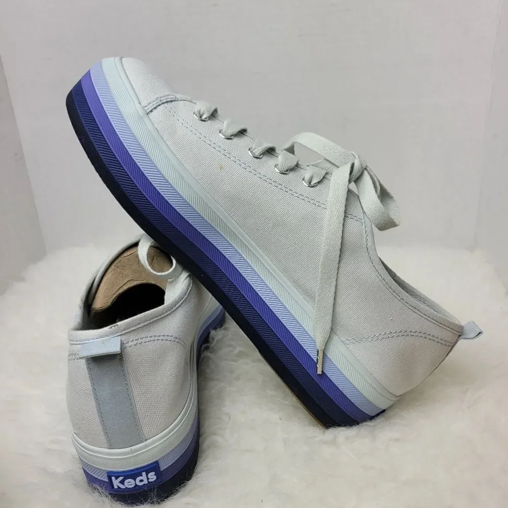 Keds Tripple Up Womens Lace Up Platform Sneakers In Light Blue Size Size 9